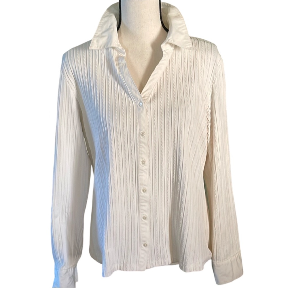 Talbotstextured Split Neck Spread Collar Shirt Si… - image 2